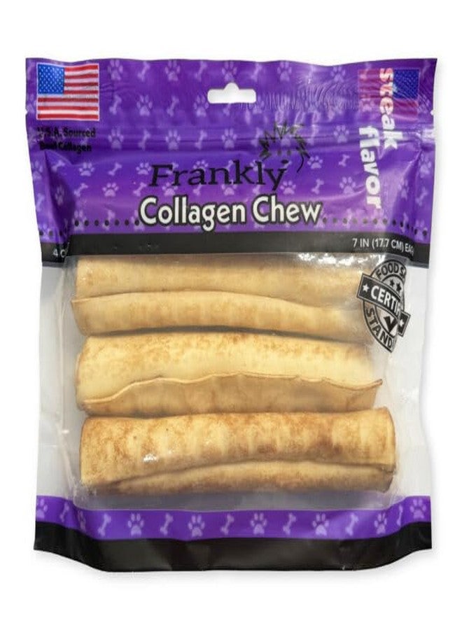 Frankly Original Steak Flavored Beef Chew Dog Retriever Rolls - High Protein Collegen Packed - Made in The U.S.A. - 4 Count 7-8" Roll (8760) - Image 1